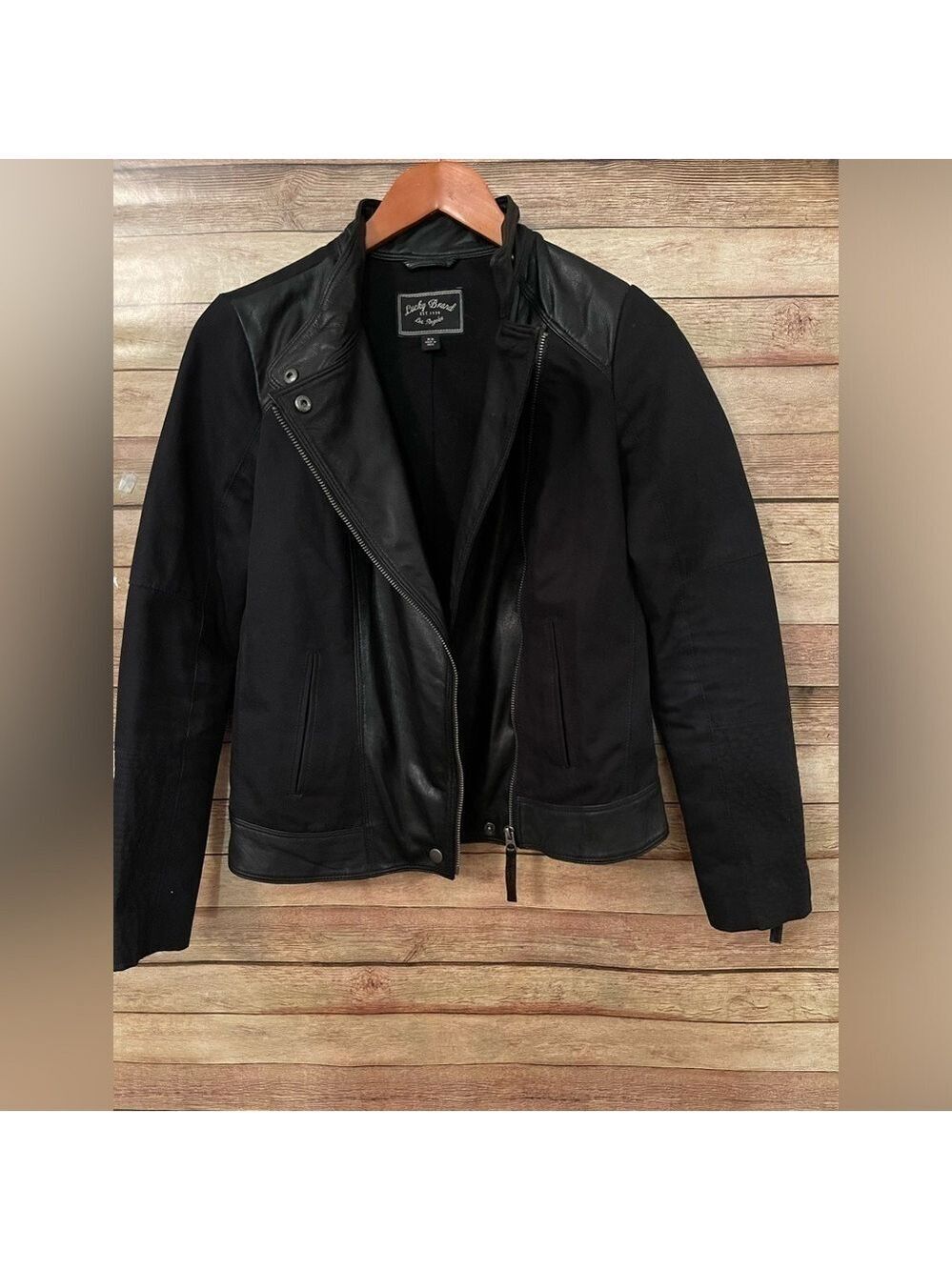 Lucky Brand Women's Moto Leather Cotton Jacket Black Size: XS